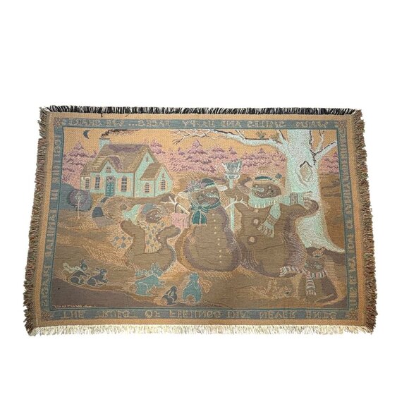 Goodwin Weavers Family Snowman Tapestry Throw Blanket S Winget 68”x45” - Picture 6 of 6